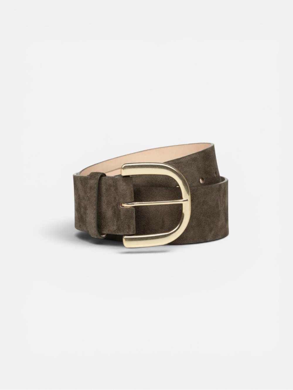 DÔEN Cora Belt Oak Suede Leather Gold Buckle Size S/M